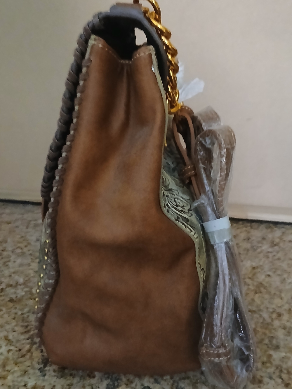 Montana West Brown Floral-Print Studded Backpack - Picture 3 of 5